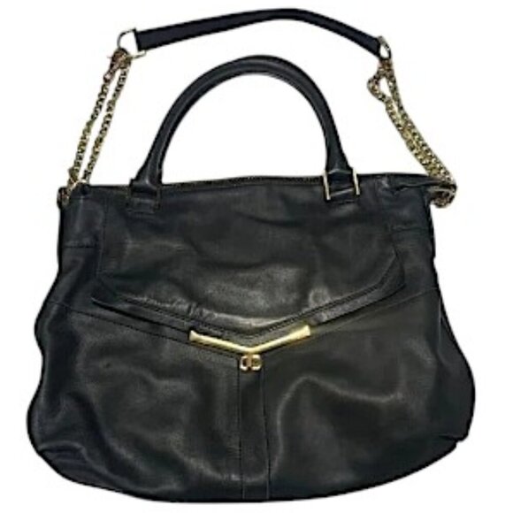 Botkier Valentina Black Leather Satchel with chain strap - Picture 1 of 13